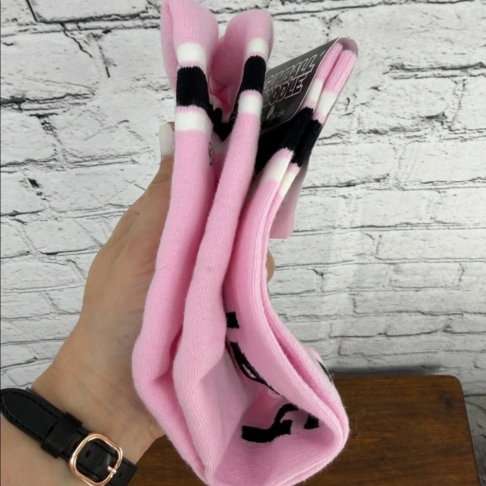GUMBALL POODLE “Lazy” Tall Athletic Knee Socks - Size OSFM - Pink/Black NWT